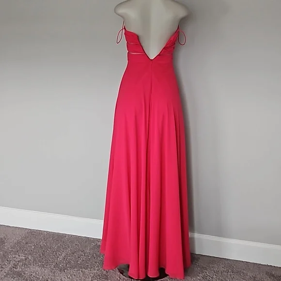 Cache dark pink high-low flowy elegant long dress-0 - Picture 4 of 9